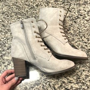 Gray booties lace up